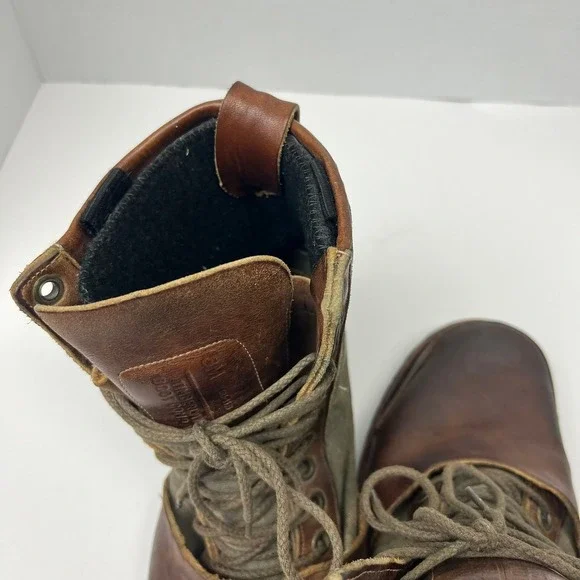 Timberland Boot Company Tackhead Men 8W Leather Canvas Lace Up Boots Vibram Sole